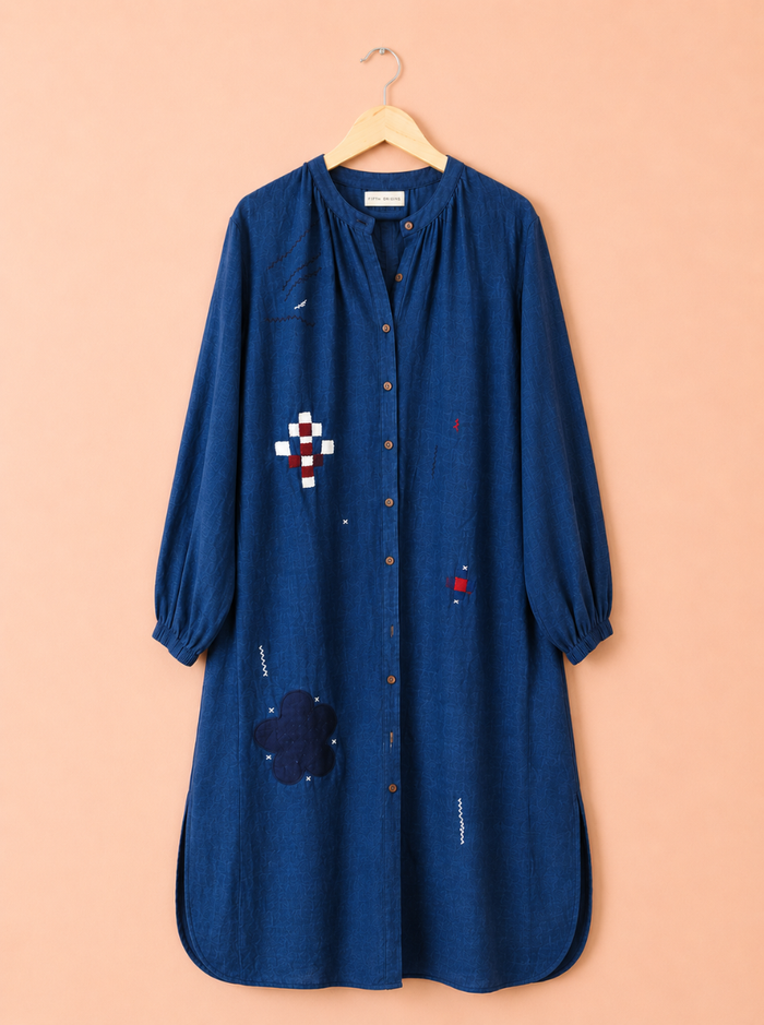 aira jacket dress - kala cotton applique (bloom)