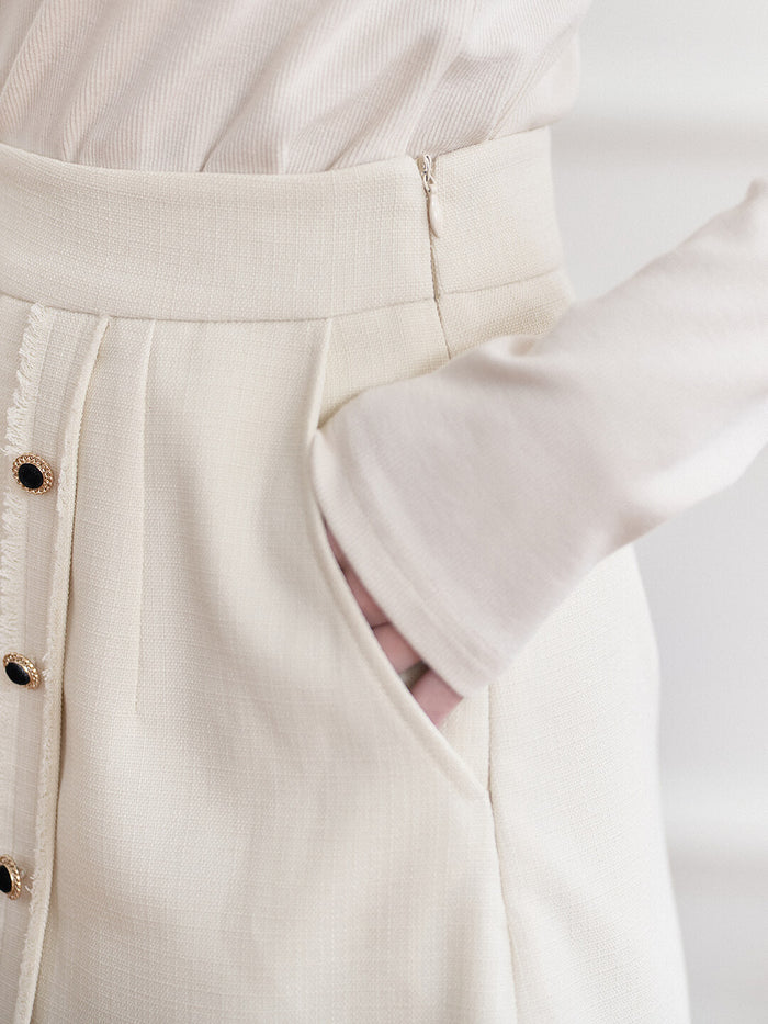 Aitana Apricot Brushed Tweed Skirt