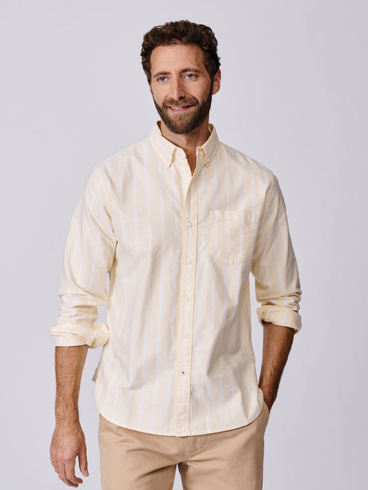 Aubin Yellow Stripe Aldridge Oxford Button Down Shirt | Oxford Shirt