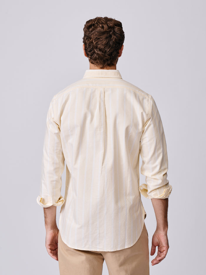 Aubin Yellow Stripe Aldridge Oxford Button Down Shirt | Oxford Shirt
