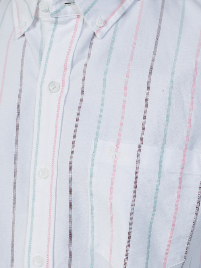 Aubin Bright Multi Stripe Aldridge Oxford Button Down Shirt | Oxford Shirt
