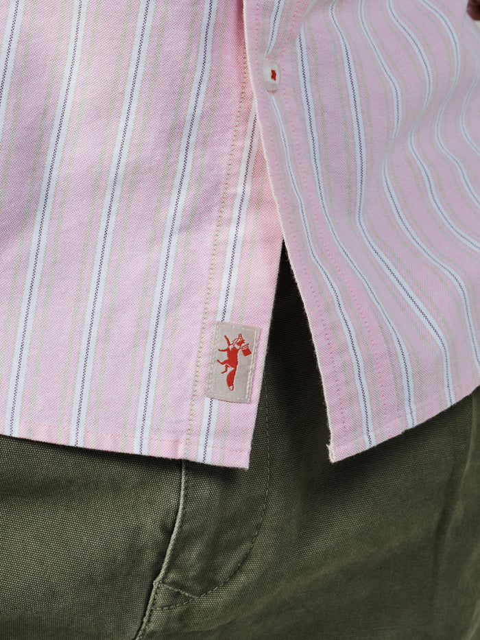Aubin Pink Shadow Stripe Aldridge Oxford Button Down Shirt | Oxford Shirt