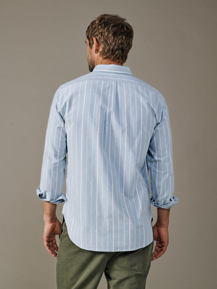Aubin Blue Multi Stripe Aldridge Oxford Button Down Shirt | Oxford Shirt