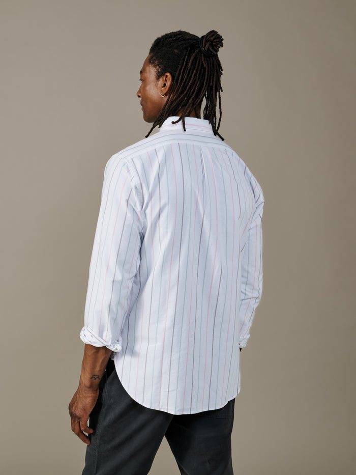 Aubin Bright Multi Stripe Aldridge Oxford Button Down Shirt | Oxford Shirt