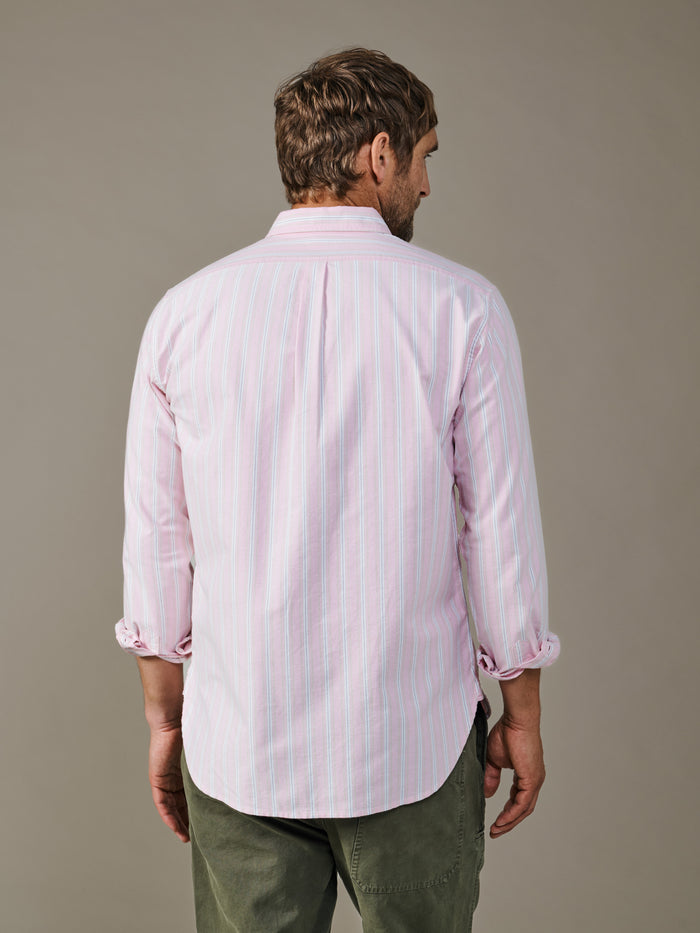 Aubin Pink Shadow Stripe Aldridge Oxford Button Down Shirt | Oxford Shirt