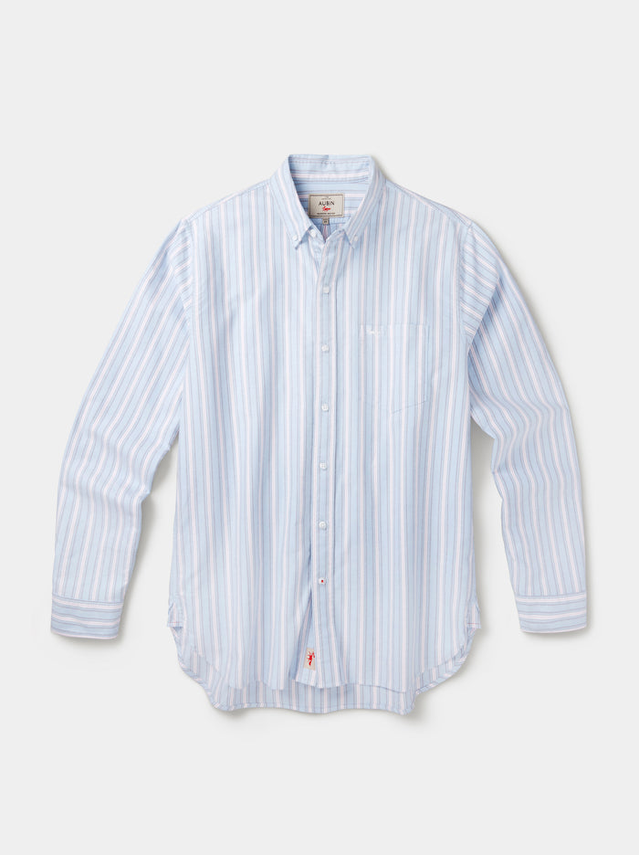 Aubin Blue Shadow Stripe Aldridge Oxford Button Down Shirt | Oxford Shirt