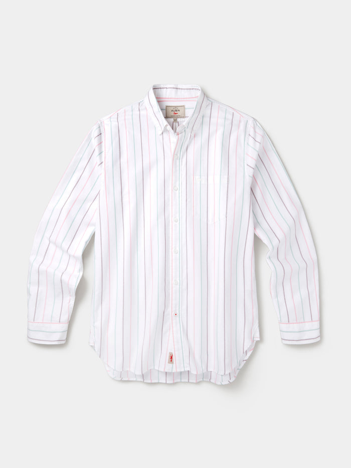 Aubin Bright Multi Stripe Aldridge Oxford Button Down Shirt | Oxford Shirt