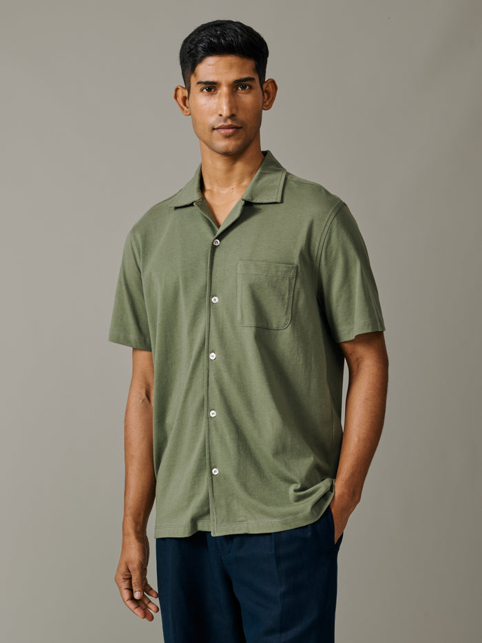Aubin Khaki Aldwin Jersey Shirt | Short Sleeve Shirt