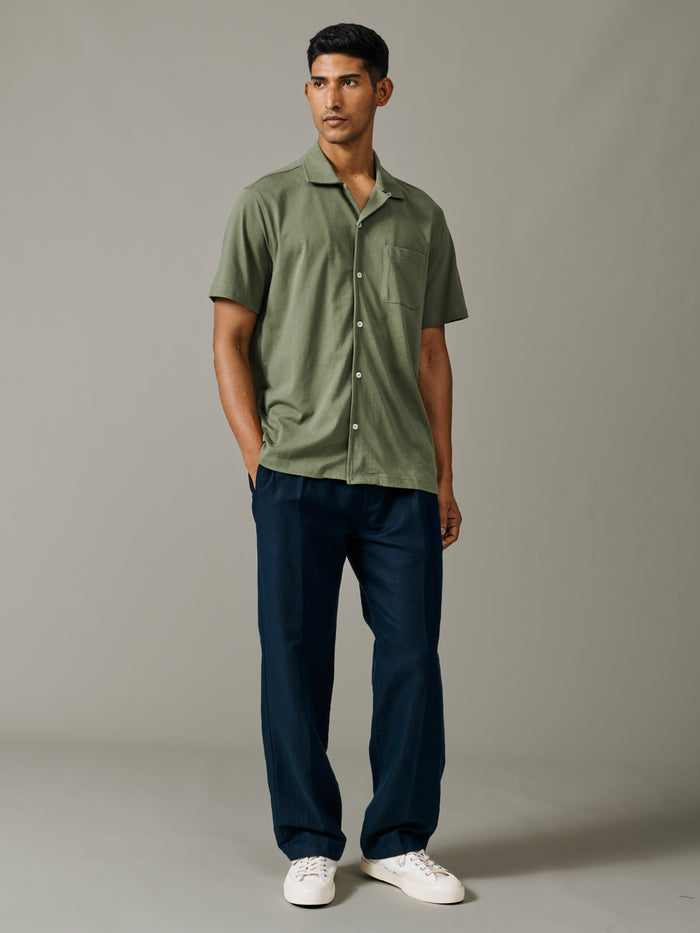 Aubin Khaki Aldwin Jersey Shirt | Short Sleeve Shirt