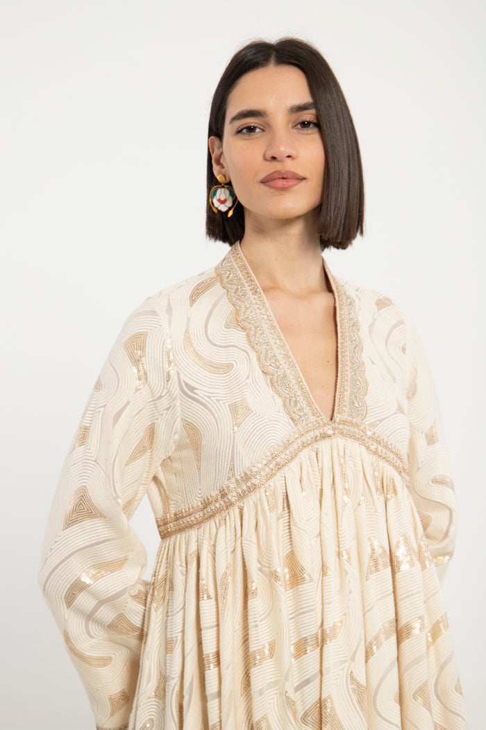 Aliaa Silk Georgette Ivory Dress