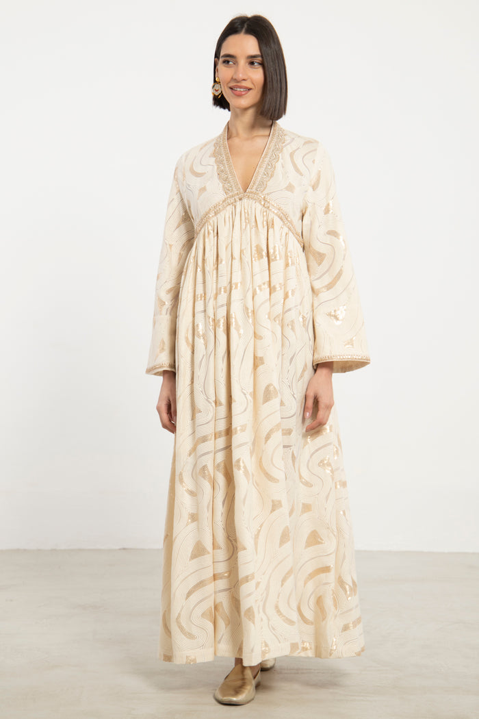 Aliaa Silk Georgette Ivory Dress