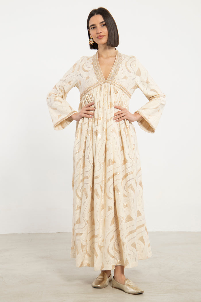 Aliaa Silk Georgette Ivory Dress