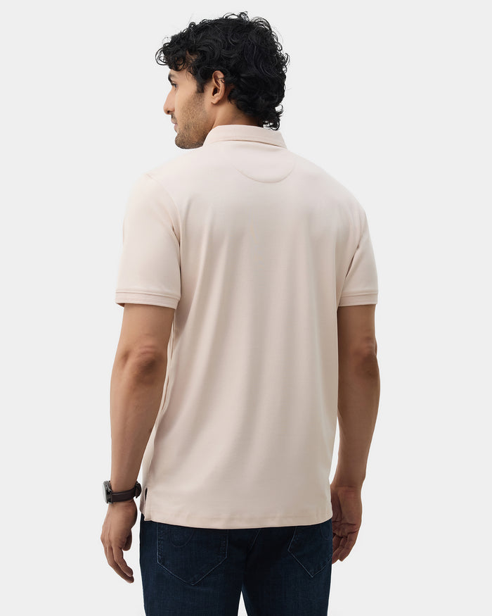 Almond Luxe Beige Solid Polo - Toll