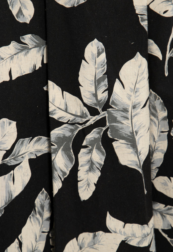 Amar Black Leaf Print Trousers