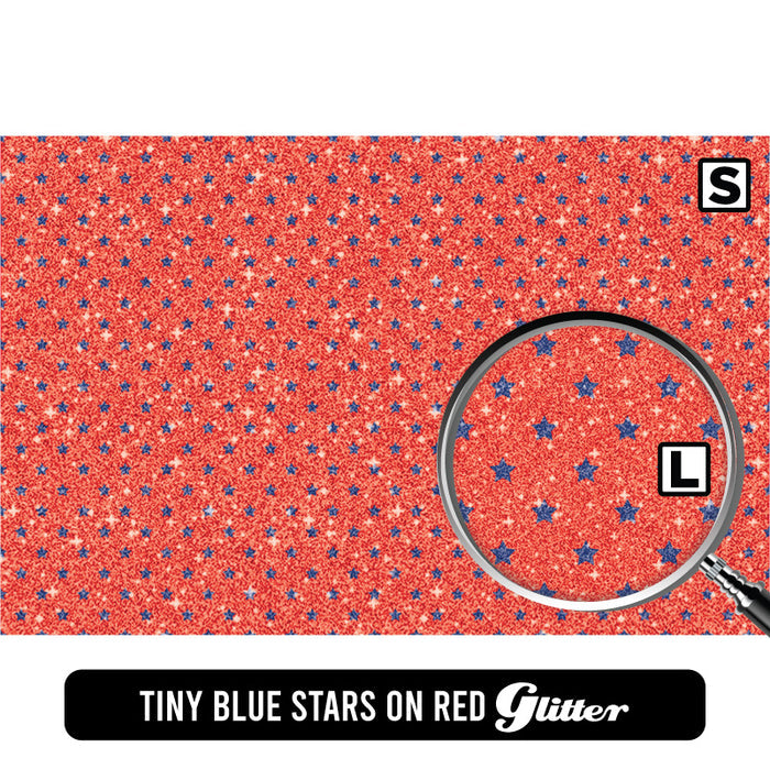Tiny Blue Stars on Red