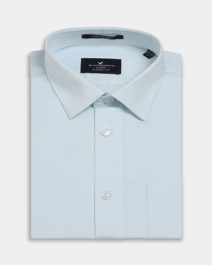 Aqua Green Textured Shirt - Maky
