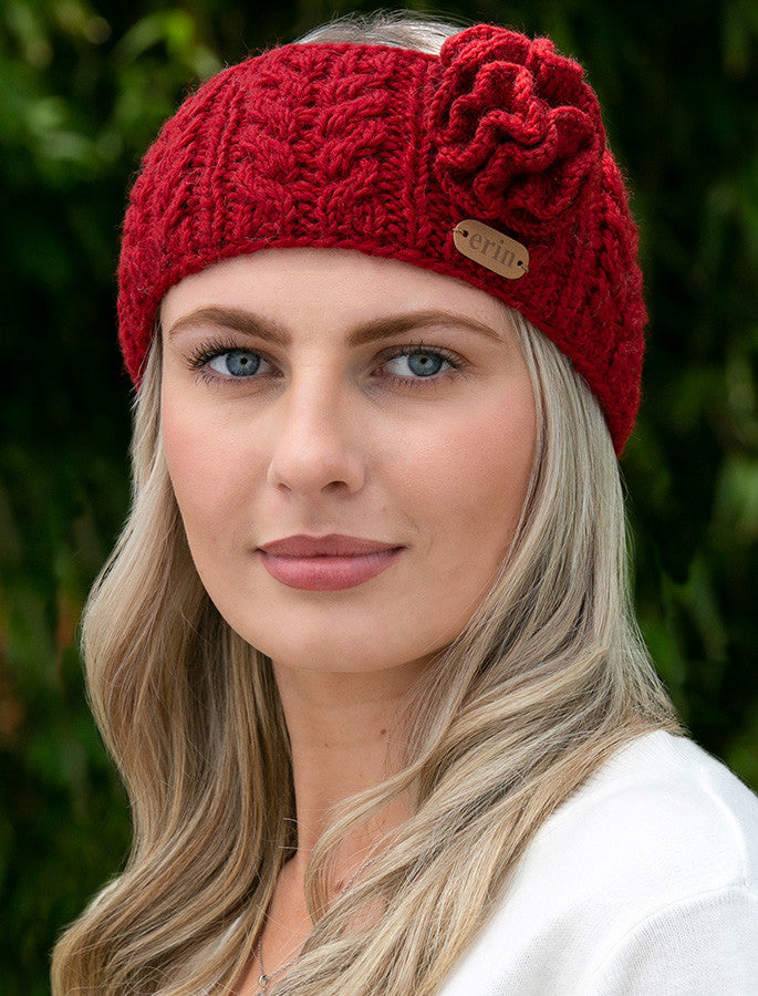 Aran Cable Fingerless Handwarmer - #color_red