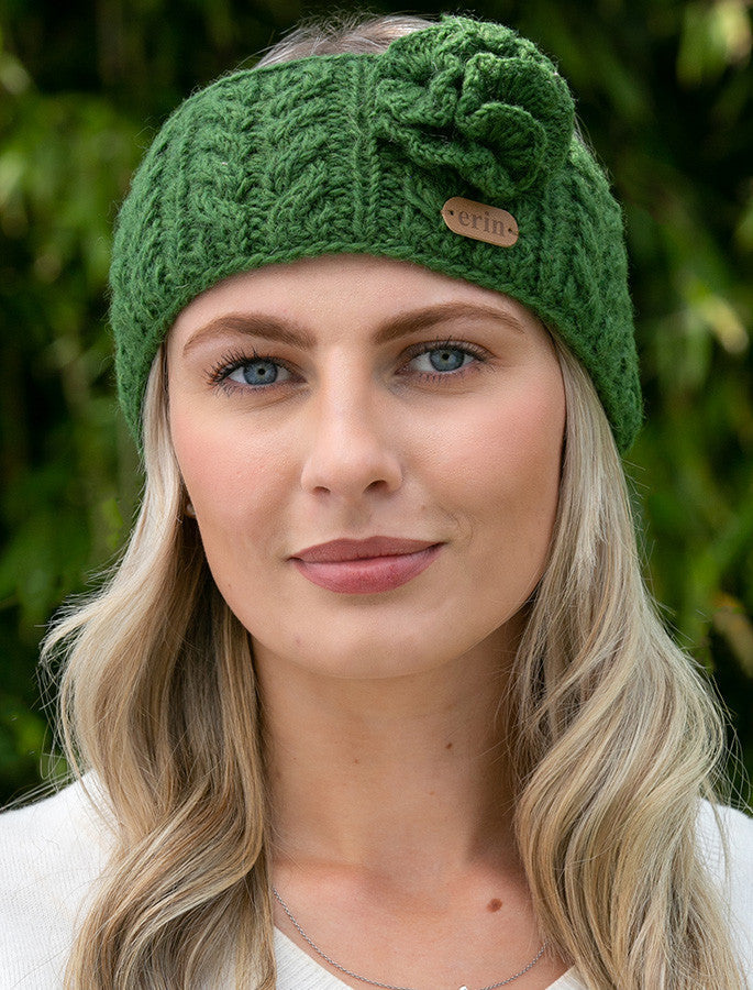 Aran Cable Fingerless Handwarmer - #color_green