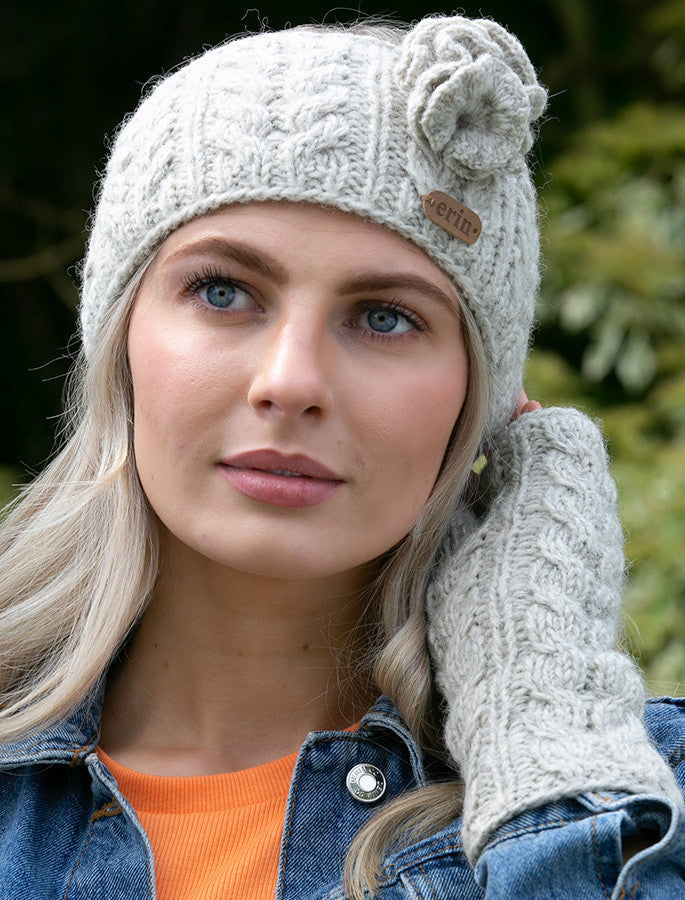 Aran Cable Fingerless Handwarmer - #color_oatmeal