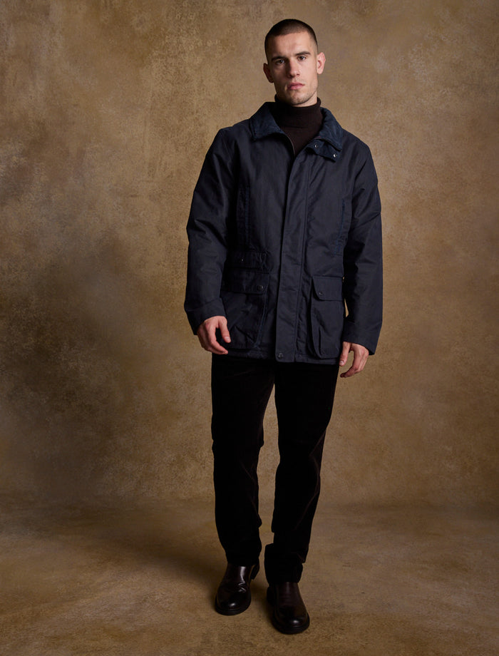 Archie Men's Waxed Jacket - Heritage Navy  #color_heritage-navy