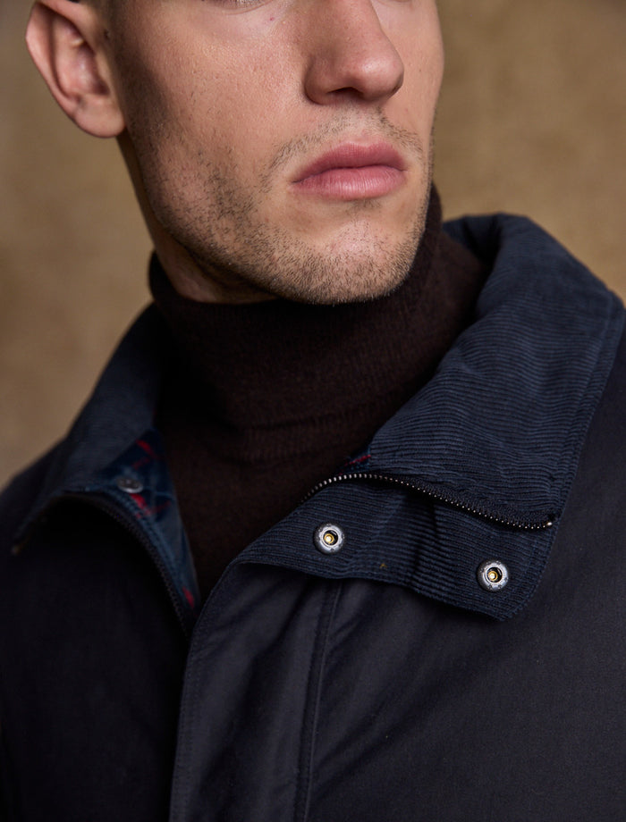 Archie Men's Waxed Jacket - Heritage Navy  #color_heritage-navy