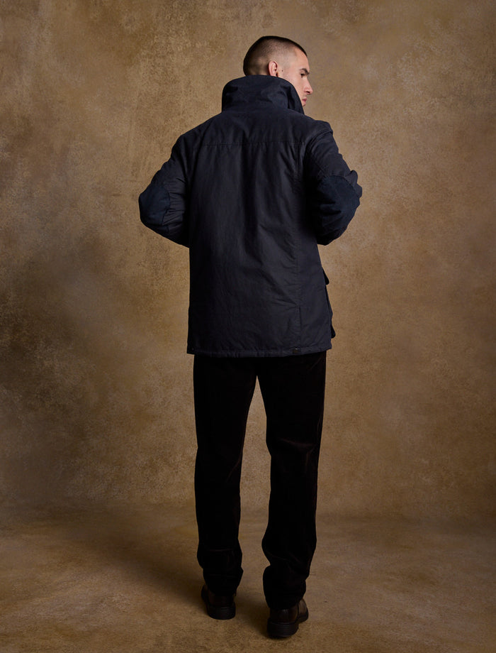 Archie Men's Waxed Jacket - Heritage Navy  #color_heritage-navy