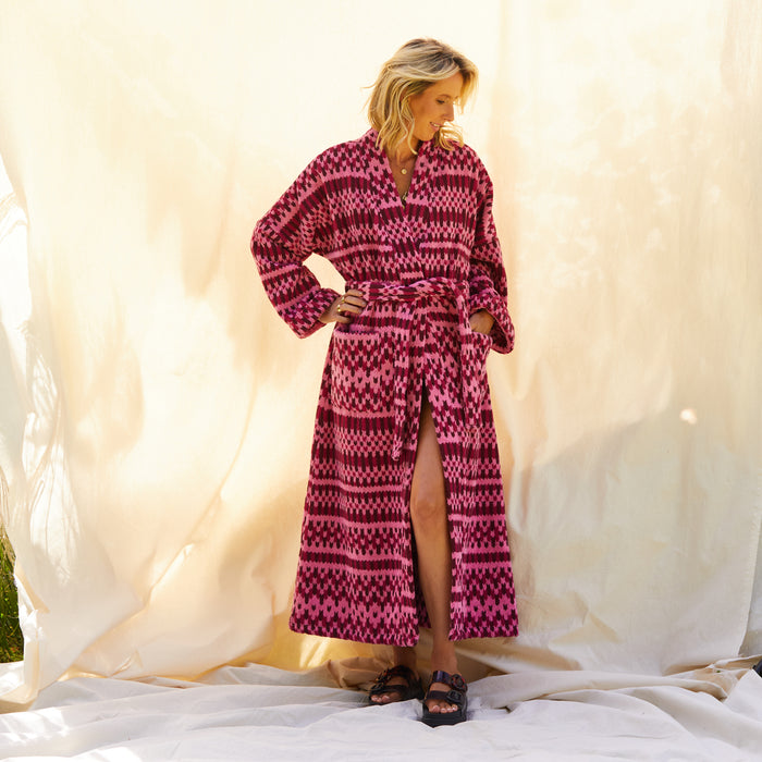 Arlette Towelling Robe - Cosmo Pink XS/S