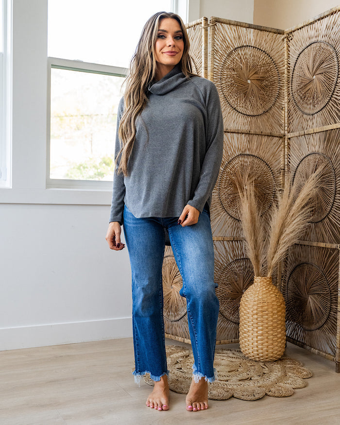 ARROW STEAL! Ribbed Turtleneck Top - Charcoal FINAL SALE Sew In Love
