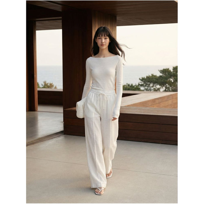 COMMON VALUE Zen Pāra White Cicada Wing Straight Leg Trousers image 5