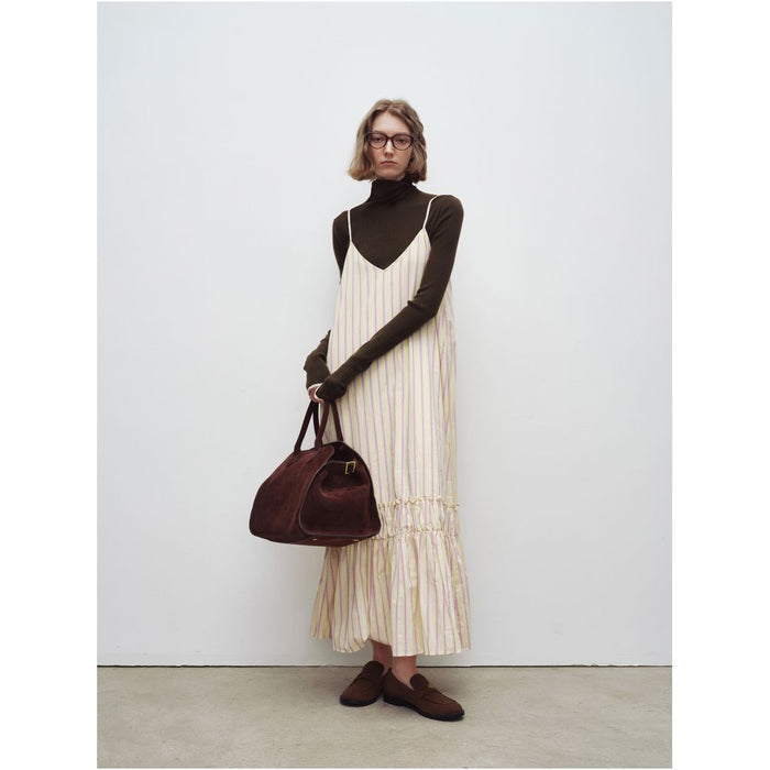 Sayhitotomato V neck gathered lace design vacation style spaghetti strap maxi dress image 3