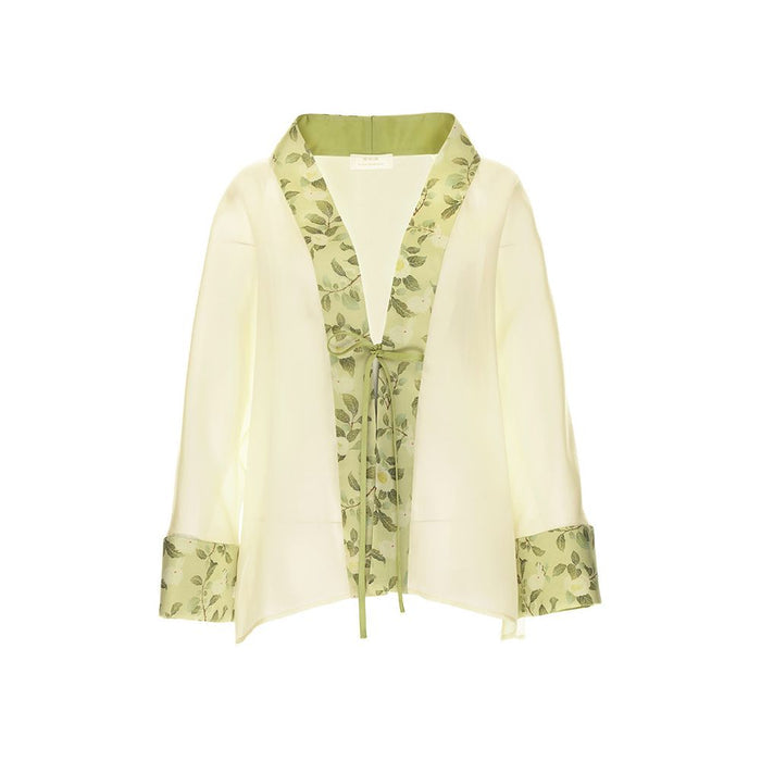 Women s Silk Thin Jacket with Printed Hanfu Style Chinese Cardigan Top Celebrity Style image 0