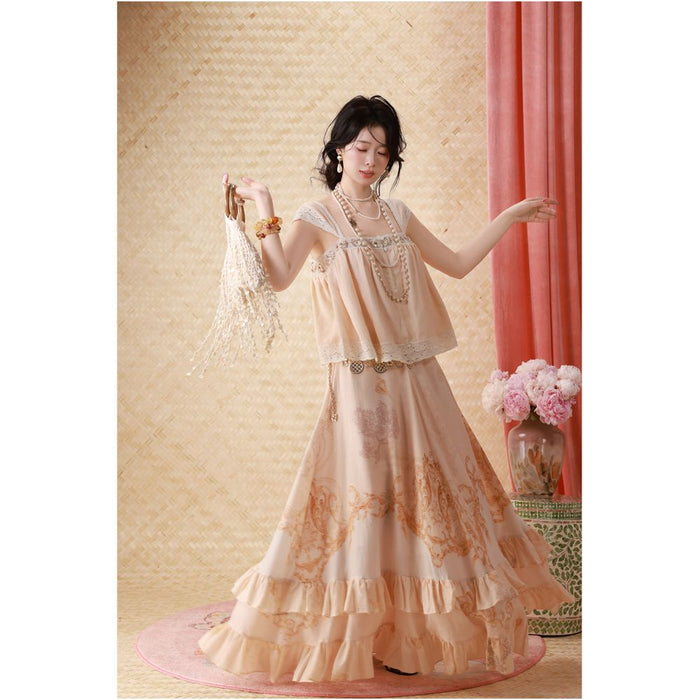 ASAYA6906 – Blush Rococo Linen Set 🌸🕊️🎀