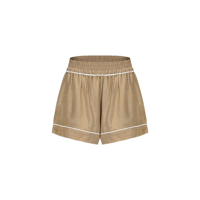 AtelierMissLu Shining Sunshine 2024 Spring Summer Retro Line Design Casual Acetate Shorts image 5