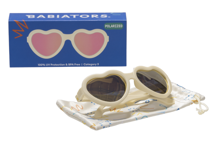 Babiators Sweet Cream Polarized Heart Sunglasses with Mirrored Lens