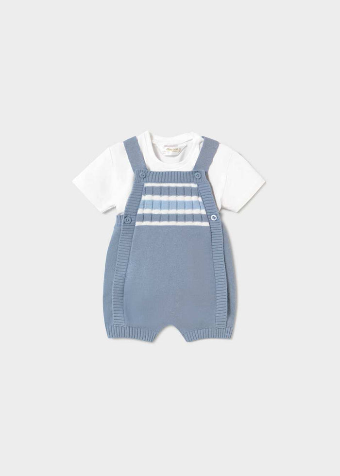 Baby Knit Overall and T-shirt 2-Piece Set - Atlantis Blue - Wee Bee Baby Boutique