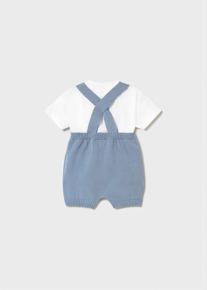 Baby Knit Overall and T-shirt 2-Piece Set - Atlantis Blue - Wee Bee Baby Boutique