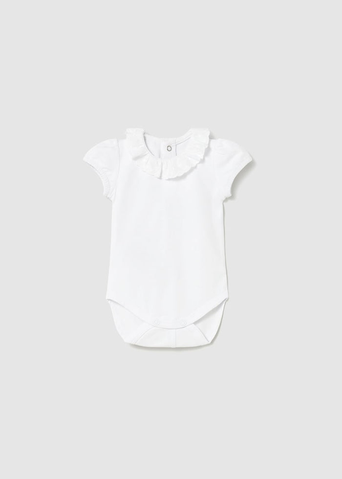 Baby Ruffle Collar Bodysuit - White (6-9mo, 18mo) - Wee Bee Baby Boutique