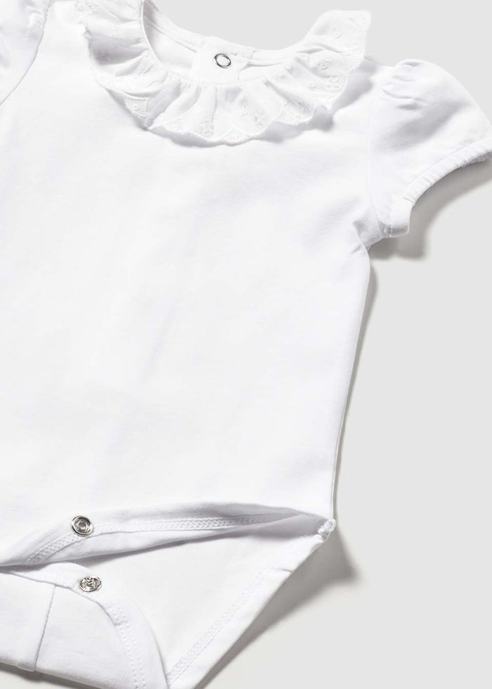 Baby Ruffle Collar Bodysuit - White (6-9mo, 18mo) - Wee Bee Baby Boutique