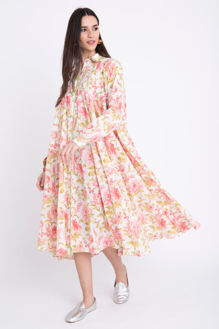 Bahiya Cotton Printed Pink Dress
