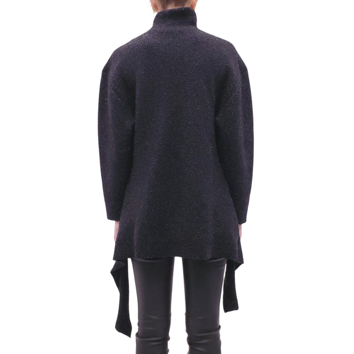 BALENCIAGA BLACK METALLIC TURTLENECK SWEATER - SIZE 36