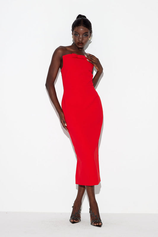 Bastien Strapless Maxi Dress In Red