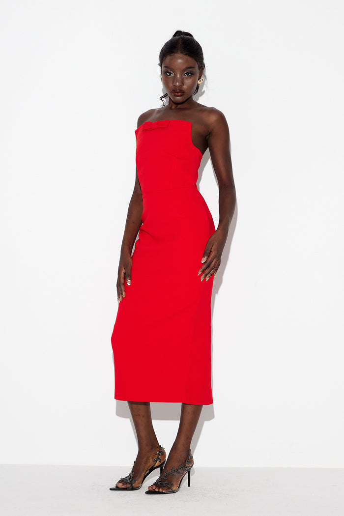 Bastien Strapless Maxi Dress In Red