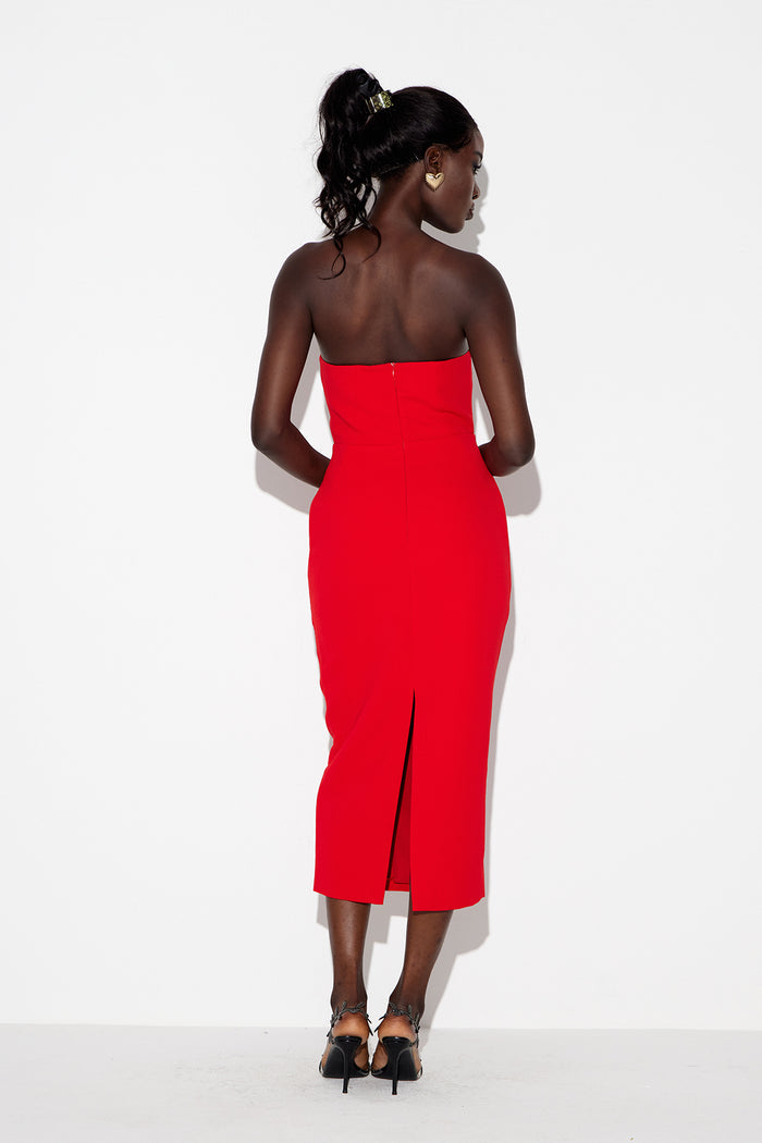 Bastien Strapless Maxi Dress In Red