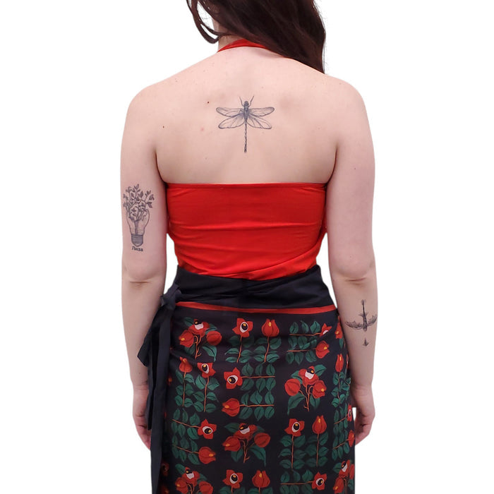 BEAUFILLE RED HALTER BODYSUIT - SIZE L