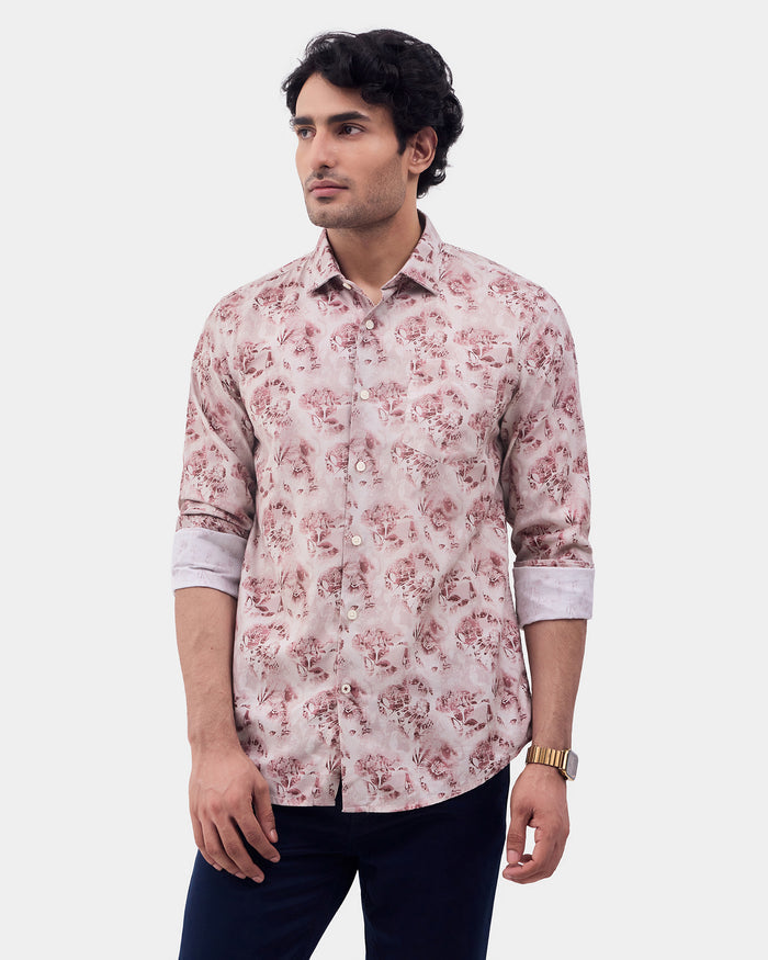 LONG SLEEVE INDIA FIT ALL OVER PRINT SHIRT