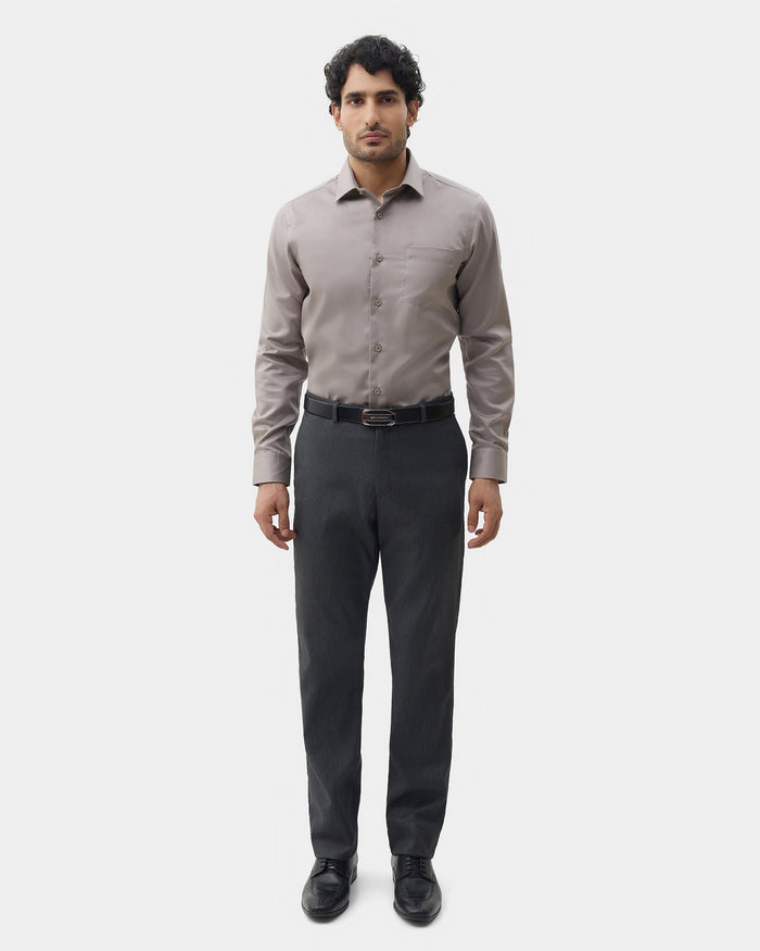 Beige Solid Shirt - Roger