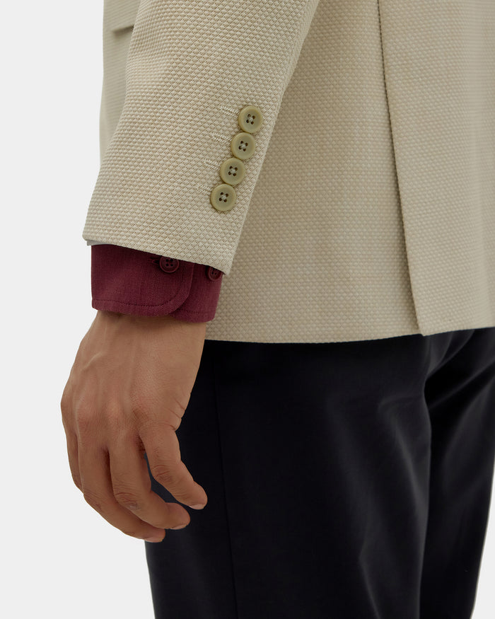 Beige Textured Blazer - Lucan