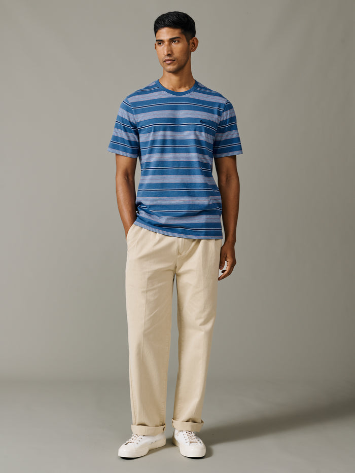 Aubin Blue/Peach Stripe Berkeley Slub T-Shirt | T-Shirt