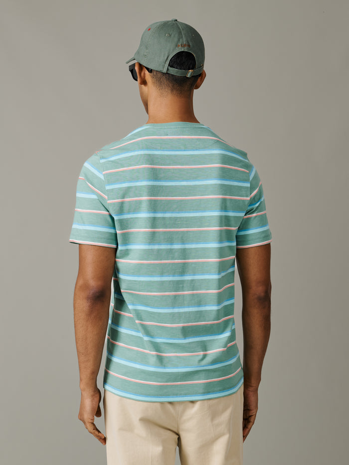 Aubin Green Stripe Berkeley Slub T-Shirt | T-Shirt