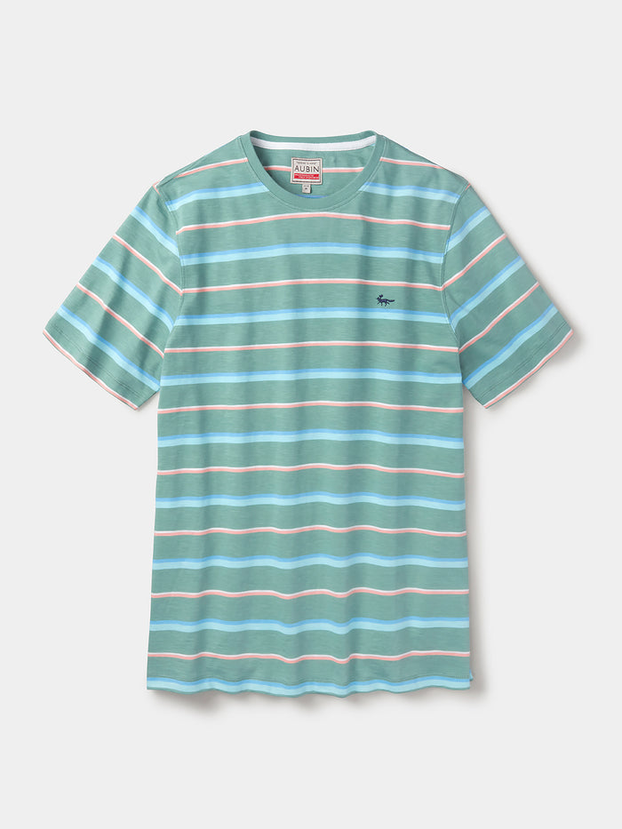 Aubin Green Stripe Berkeley Slub T-Shirt | T-Shirt